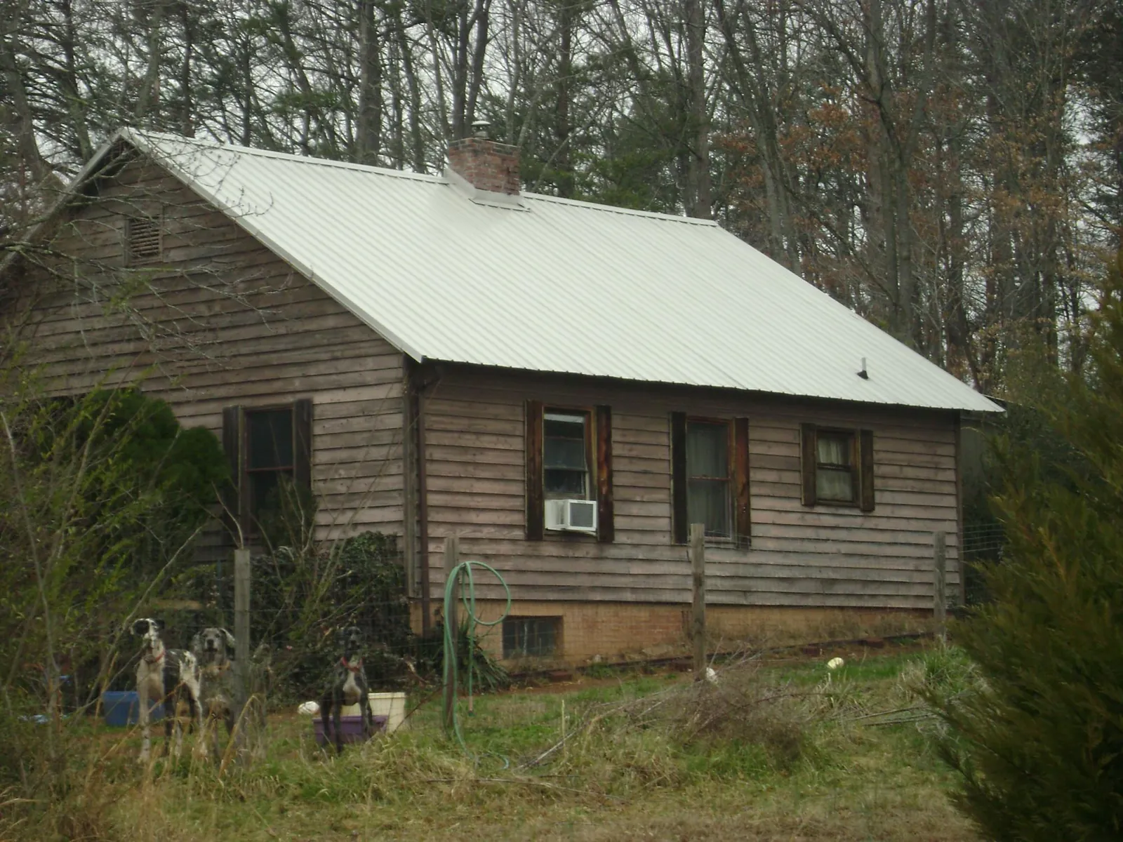 White metal roof on an old wood sided farmhouse, from a Asphalt Shingle Roof Repair job in Millersburg